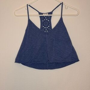 Aerie Blue Women's Top with Lace Back Crop